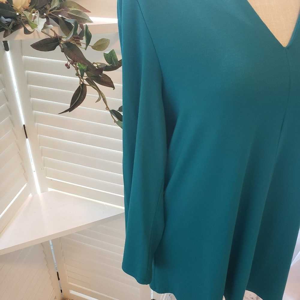 EILEEN FISHER TEAL VNECK TUNIC SMALL - image 4