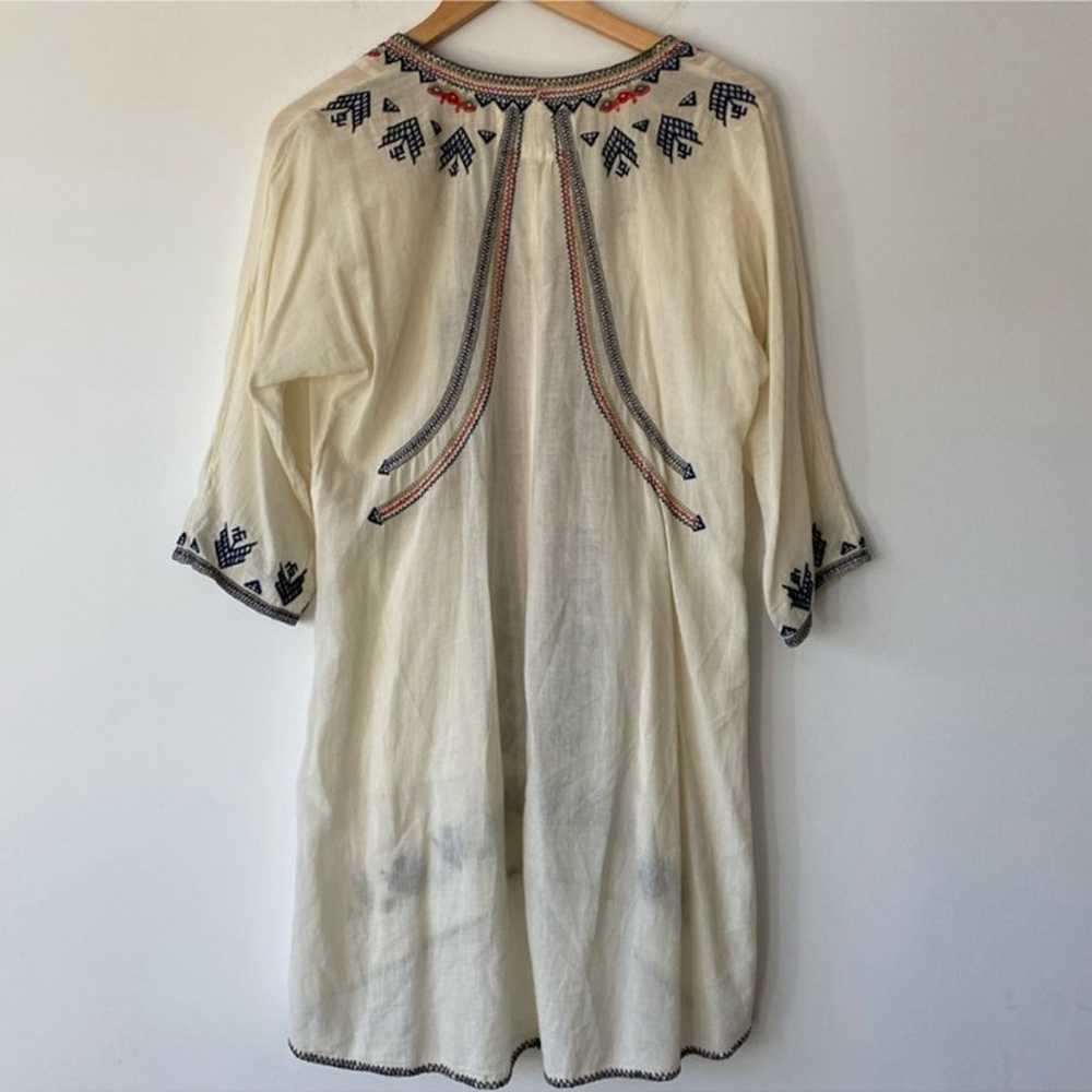 Biya Johnny Was Embroidered V Neck Tunic Top Crea… - image 2