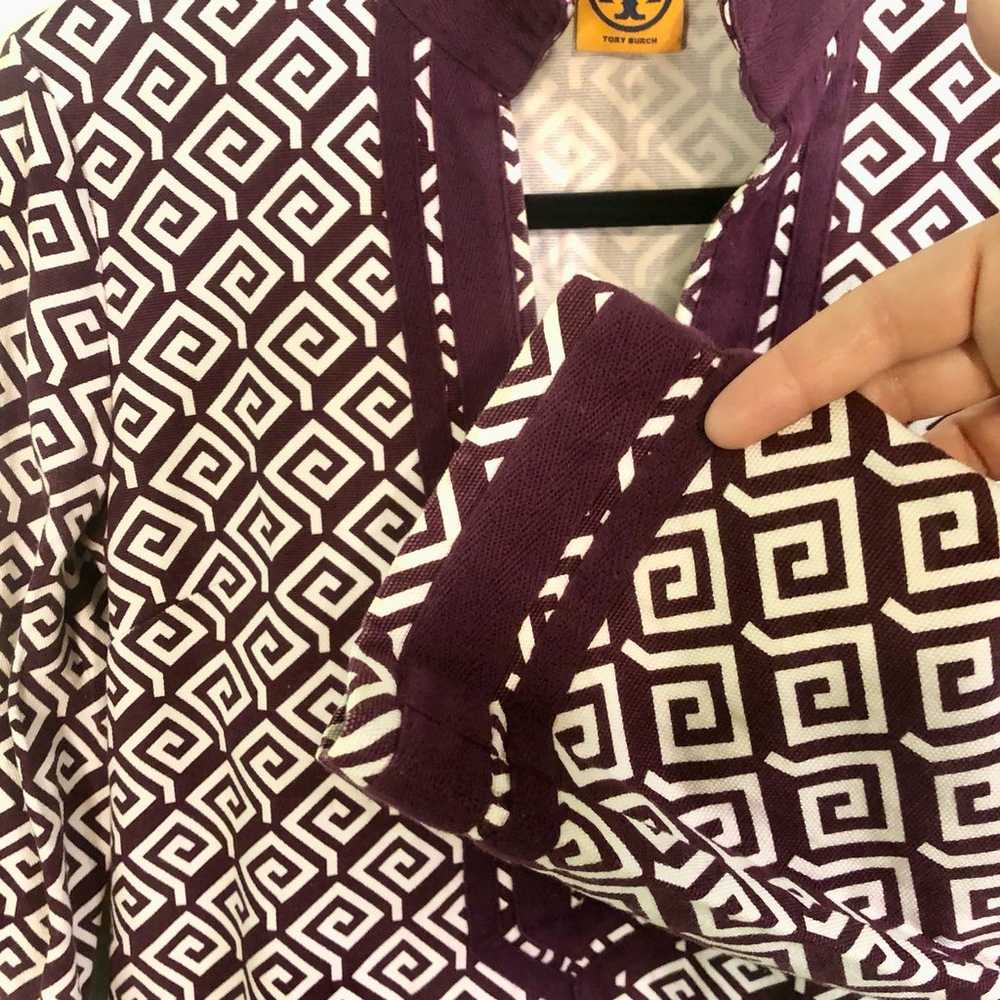 Tory Burch Tunic Purple Maroon & White Geometric … - image 7