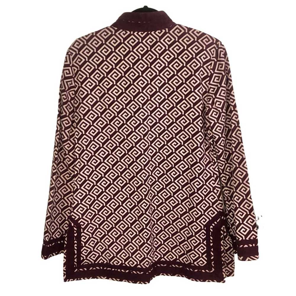 Tory Burch Tunic Purple Maroon & White Geometric … - image 9