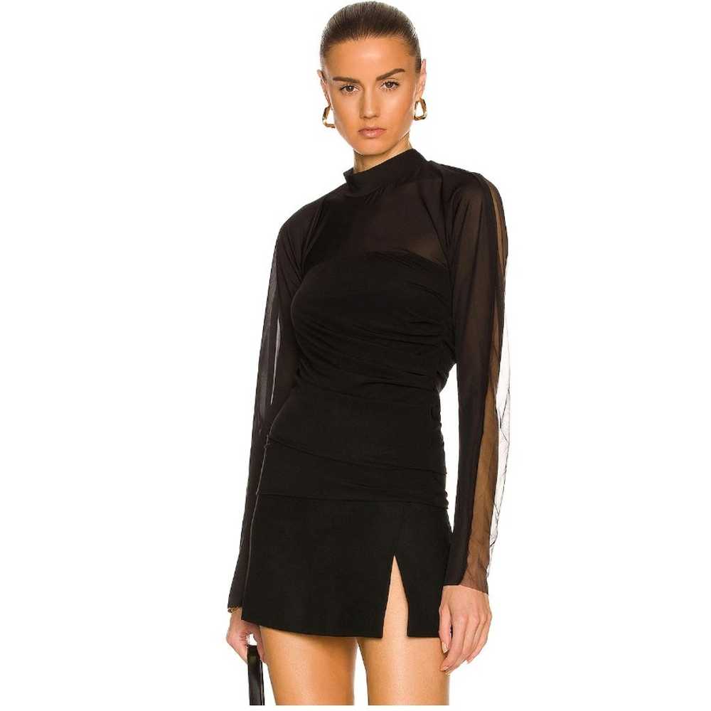 Helmut Lang Crepe Combo Top in Basalt Black sheer… - image 1