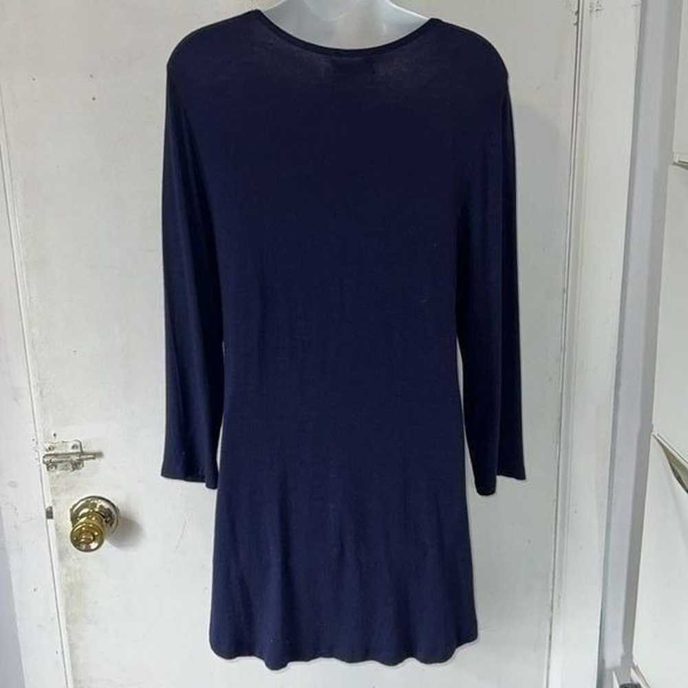 CAITE Navy Blue Lightweight 3/4 Sleeve Embroidere… - image 4