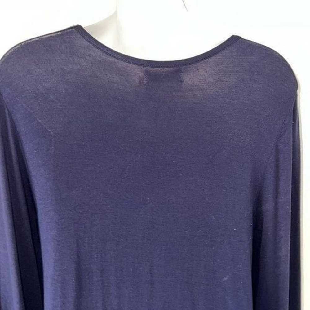 CAITE Navy Blue Lightweight 3/4 Sleeve Embroidere… - image 5