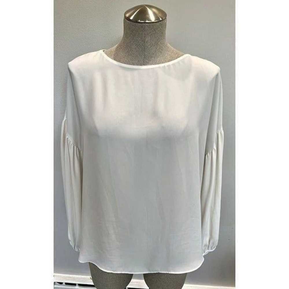 Amanda Uprichard Peasant Sleeve Blouse in White S… - image 1