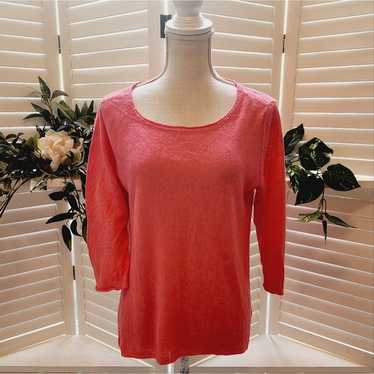 EILEEN FISHER LINEN ORANGE TOP SIZE LARGE