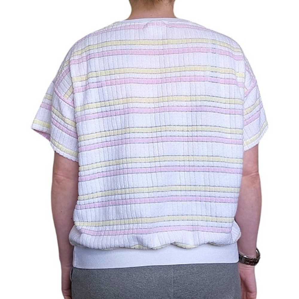 Retro Vintage 80s Terrycloth Ribbed White Striped… - image 3