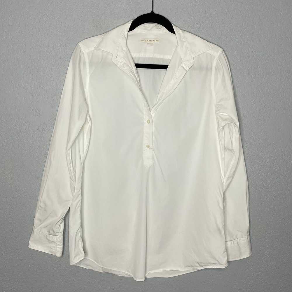 Ann Mashburn Tomboy Popover Shirt White Poplin Co… - image 1