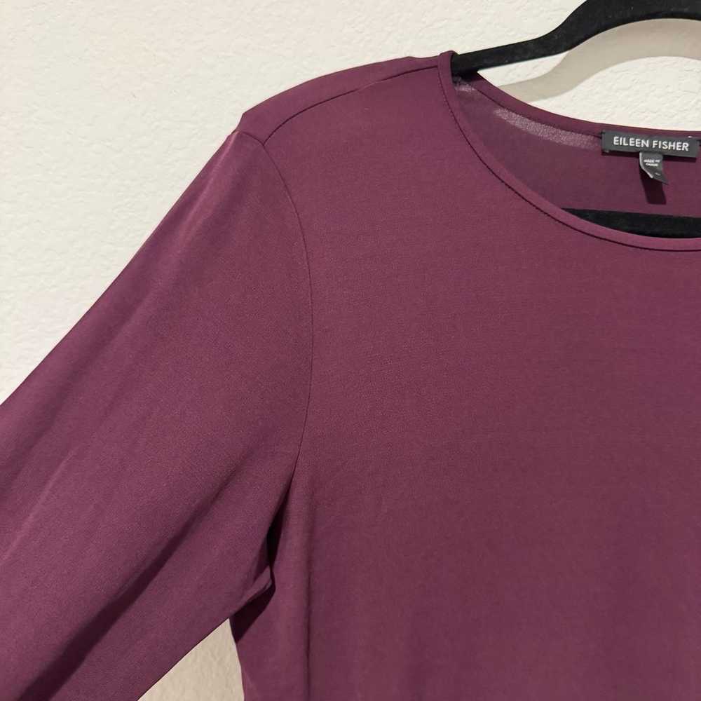 Eileen Fisher Purple Stretch Silk Jersey Scoop Ne… - image 3