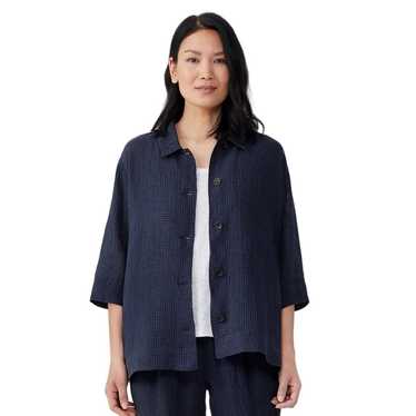 Eileen Fisher Puckered Organic Linen Shirt Jacket 