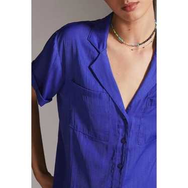 Apiece Apart Shirt Women Small Royal Blue Linen S… - image 1