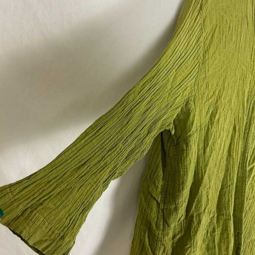 Citron Top Button Gauzy Silk Cotton Blouse 2X Gre… - image 3