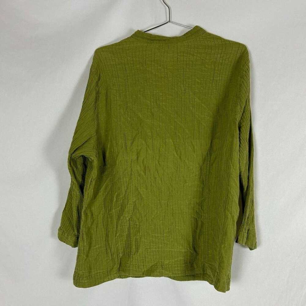 Citron Top Button Gauzy Silk Cotton Blouse 2X Gre… - image 4