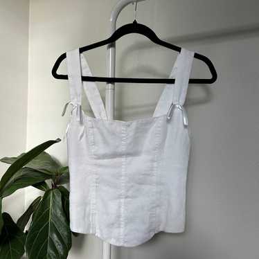 Reformation White Linen Minton Corset Top