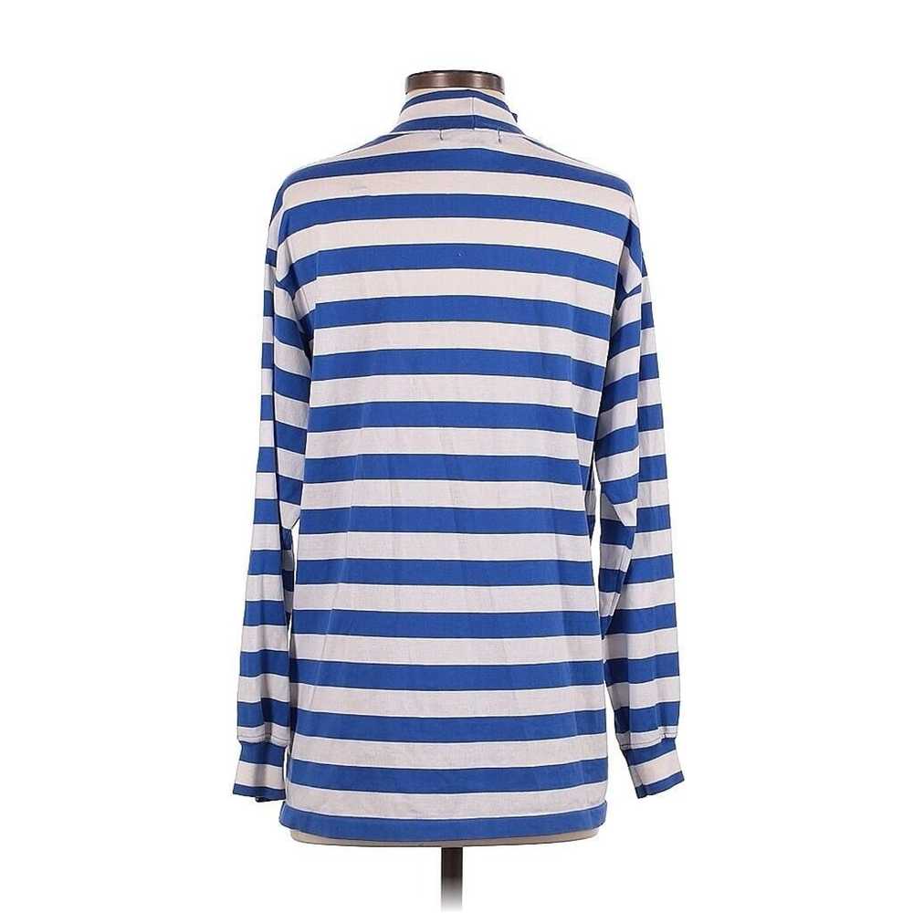 VTG Ralph Lauren Blue White Mockneck Striped Long… - image 2