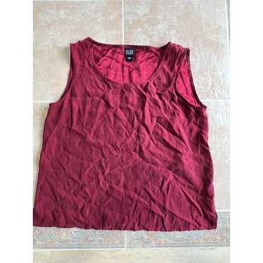 Eileen Fisher Silk Scoop Neck Tank Top Maroon siz… - image 1