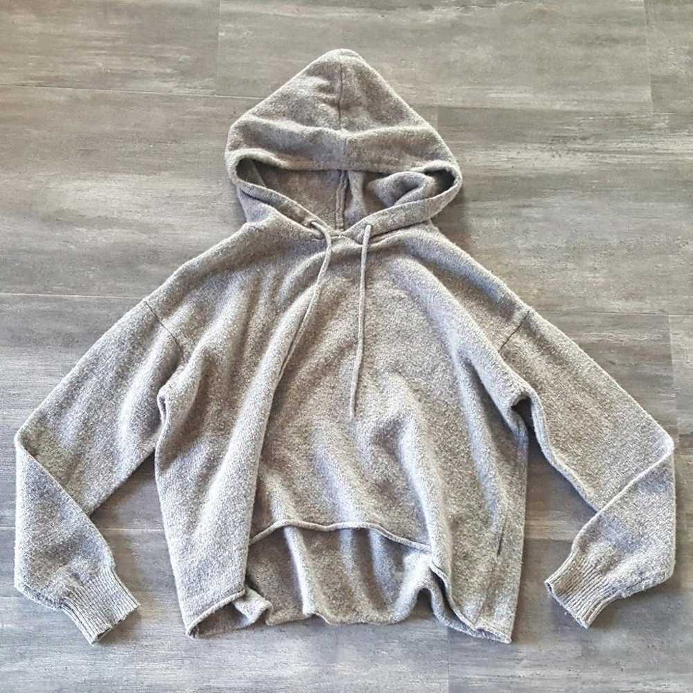 Grey Cropped Brandy Melville Hoodie Long Sleeve - image 1