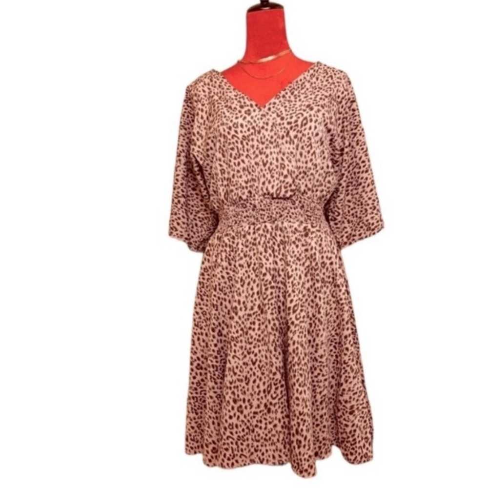 LEOPARD FLARE SLEEVE TIE BACK DRESS - image 1