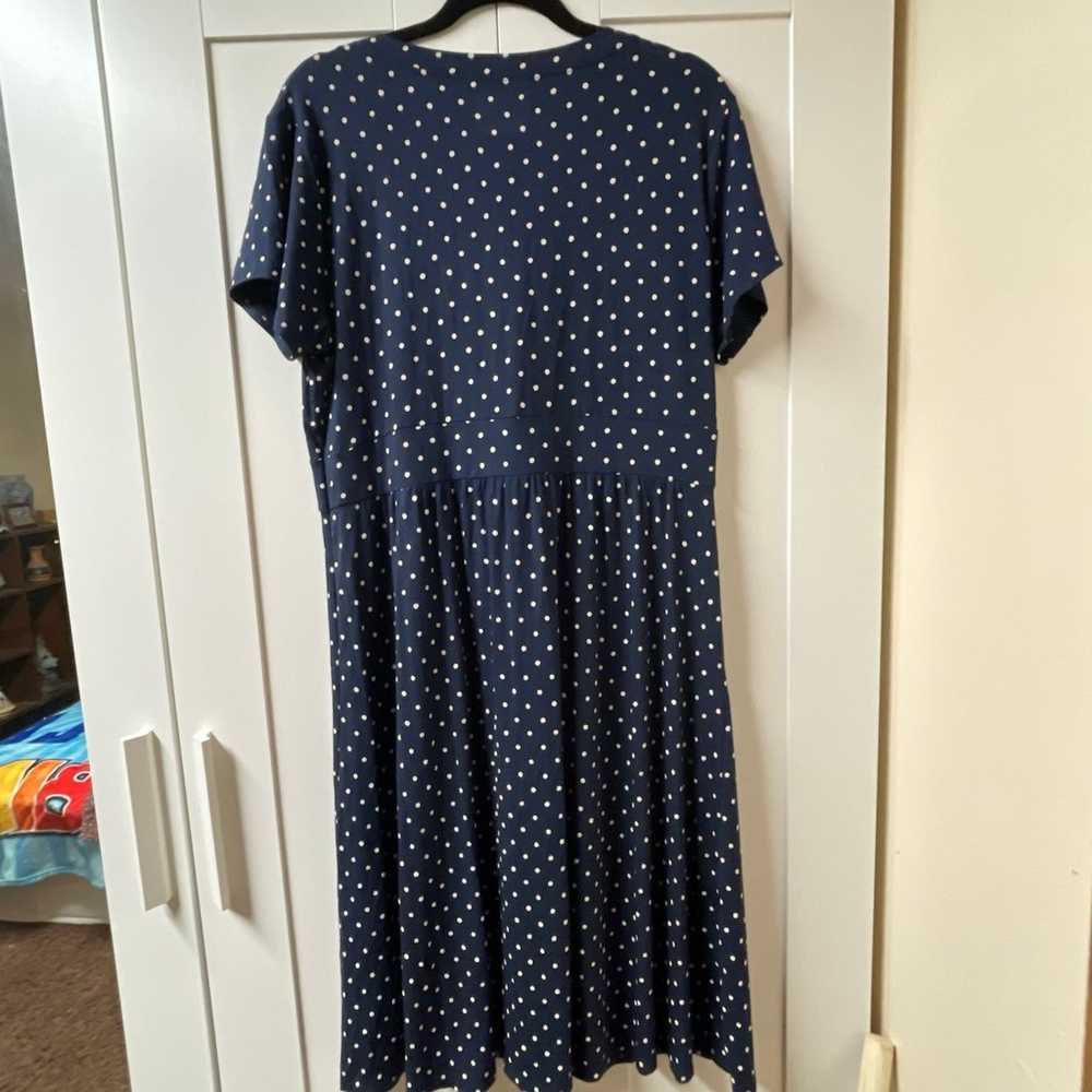 NWOTs L L Bean Blue Polka Dot Midi Dress Size XL - image 2