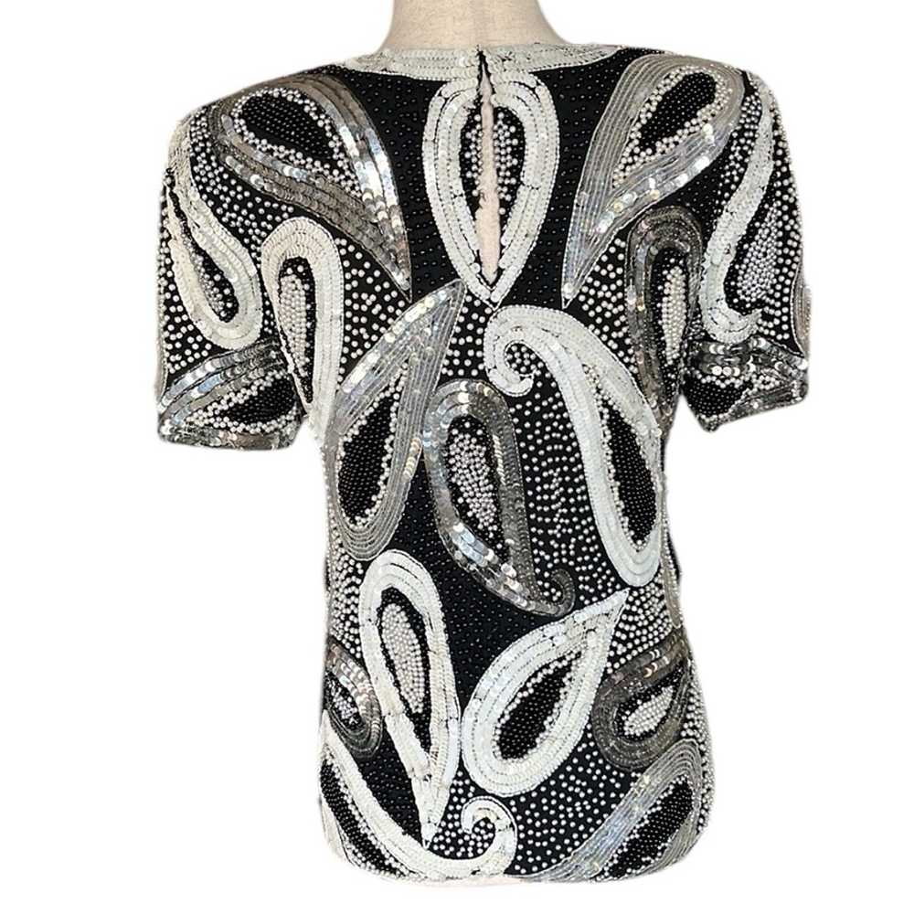 Jaisgumo Vintage Silk Sequin and Pearl Top - image 3