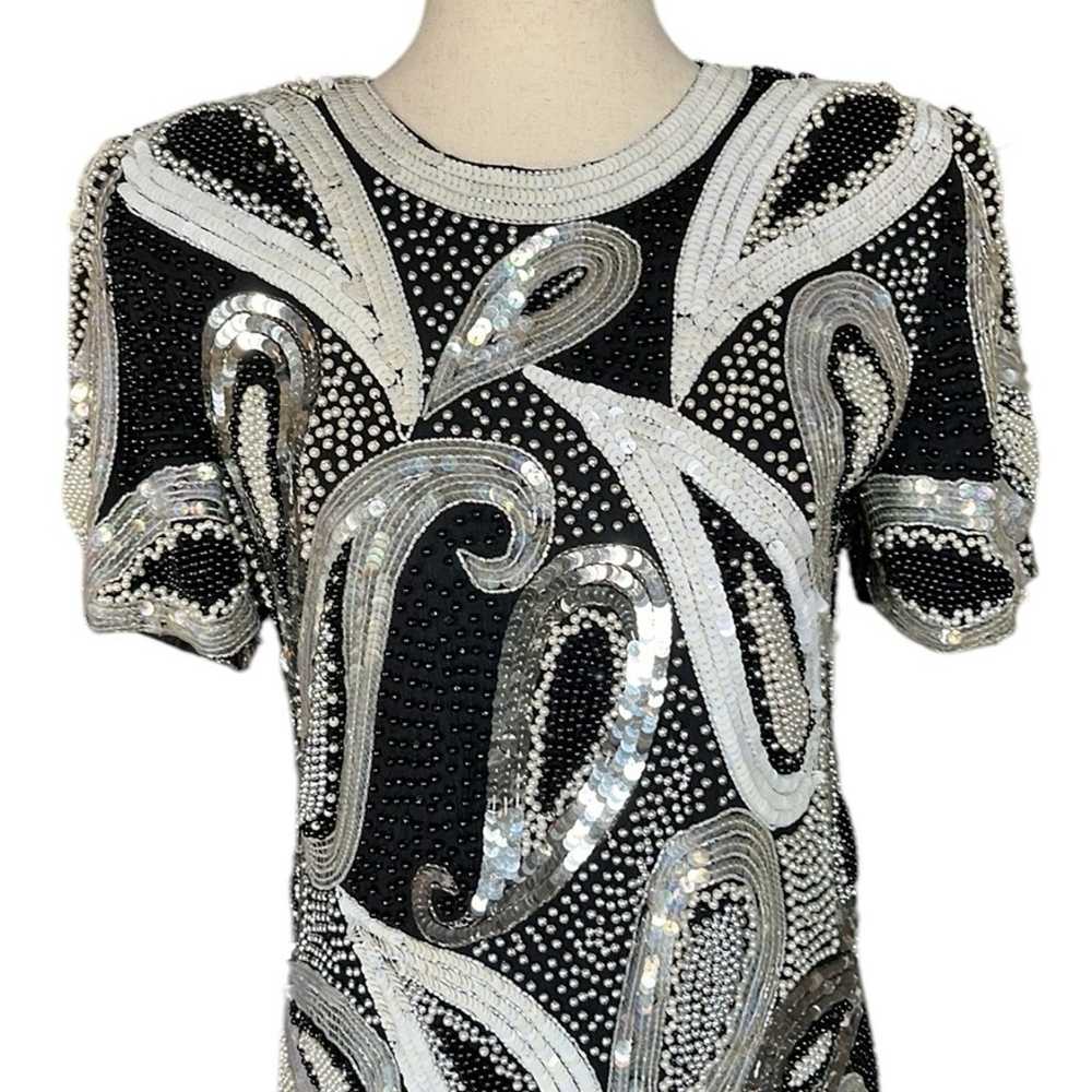 Jaisgumo Vintage Silk Sequin and Pearl Top - image 7