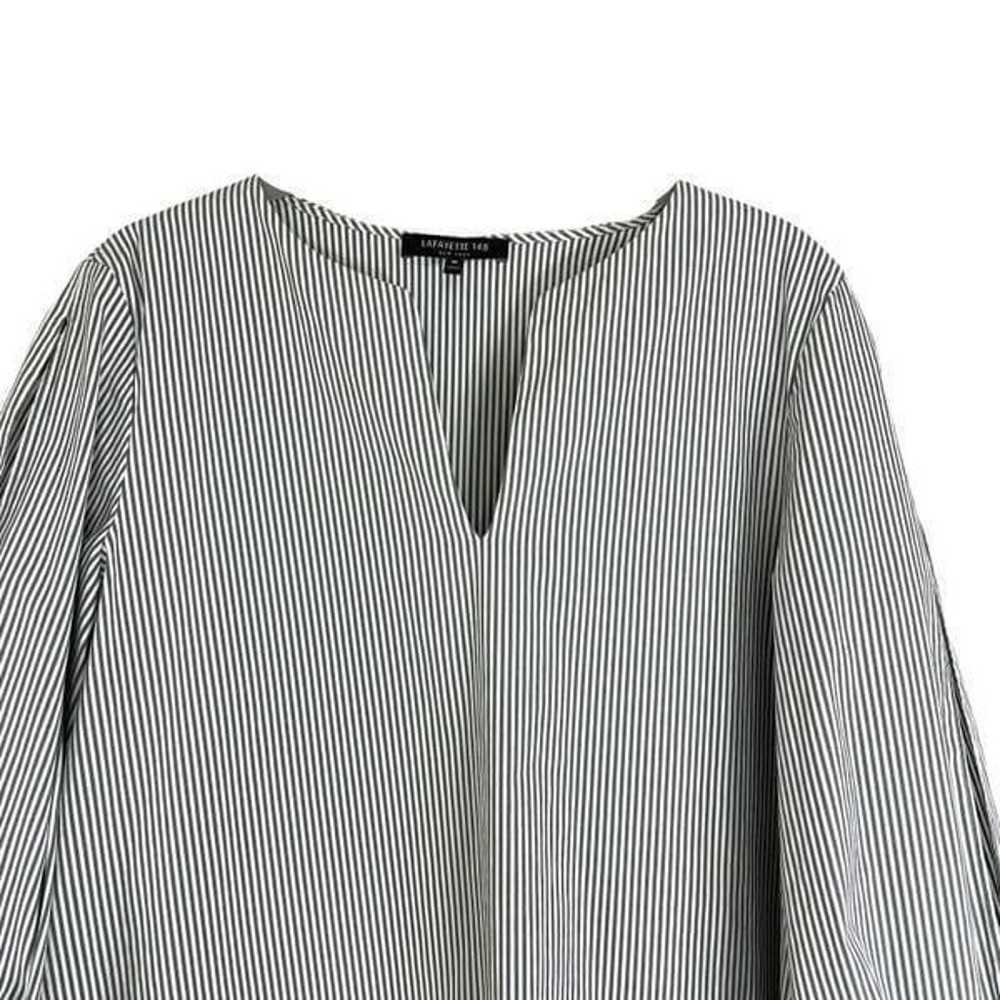 Lafayette 148 striped knot sleeve top blouse Sz M - image 2