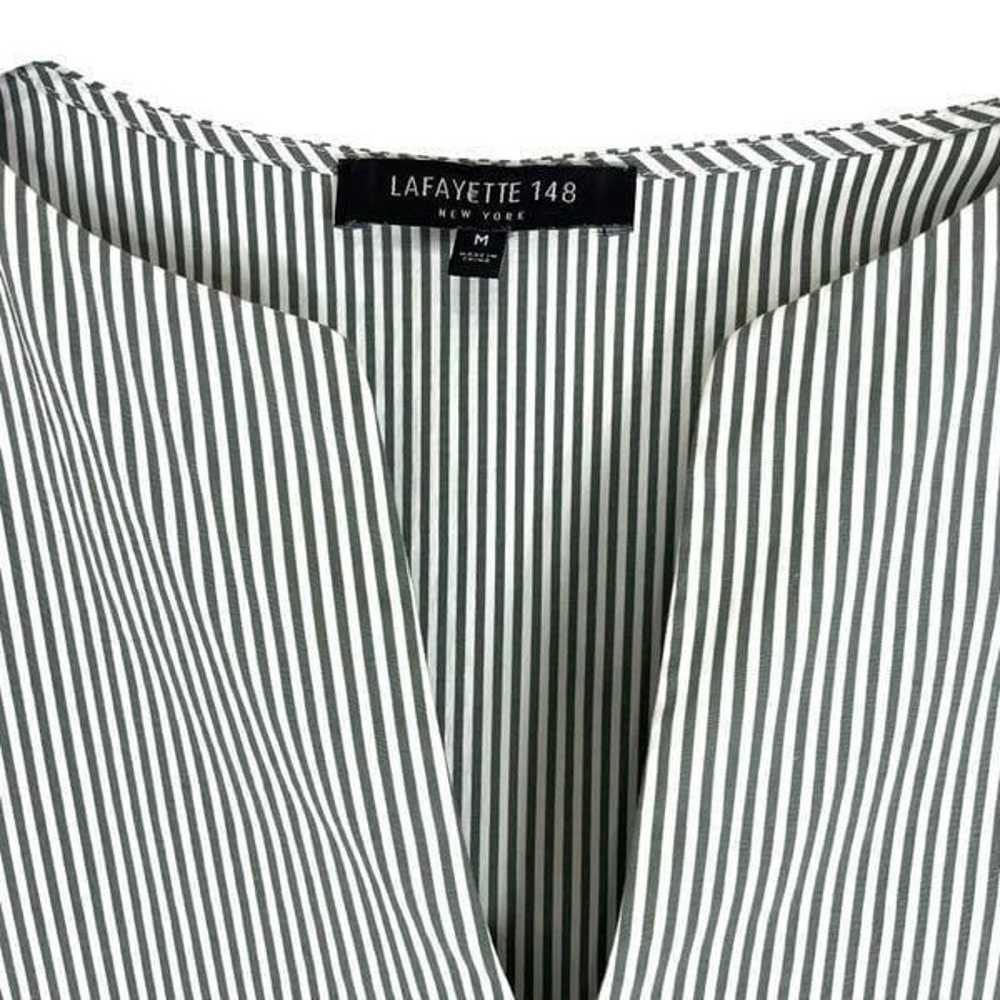 Lafayette 148 striped knot sleeve top blouse Sz M - image 3