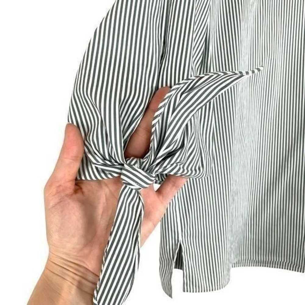 Lafayette 148 striped knot sleeve top blouse Sz M - image 4