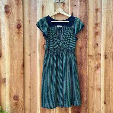 Vintage Green and Black Polka Dot Short-sleeve Dr… - image 1