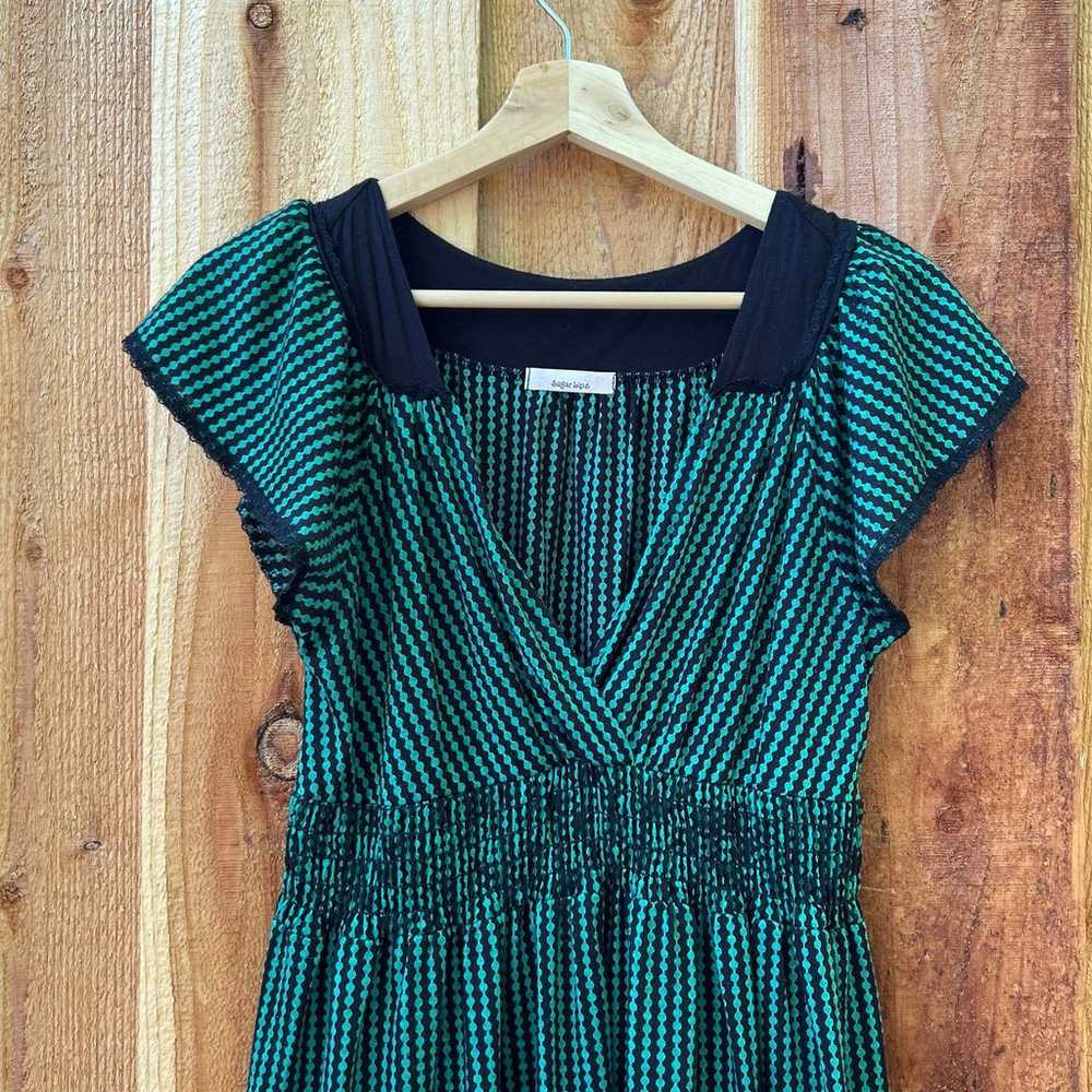 Vintage Green and Black Polka Dot Short-sleeve Dr… - image 3