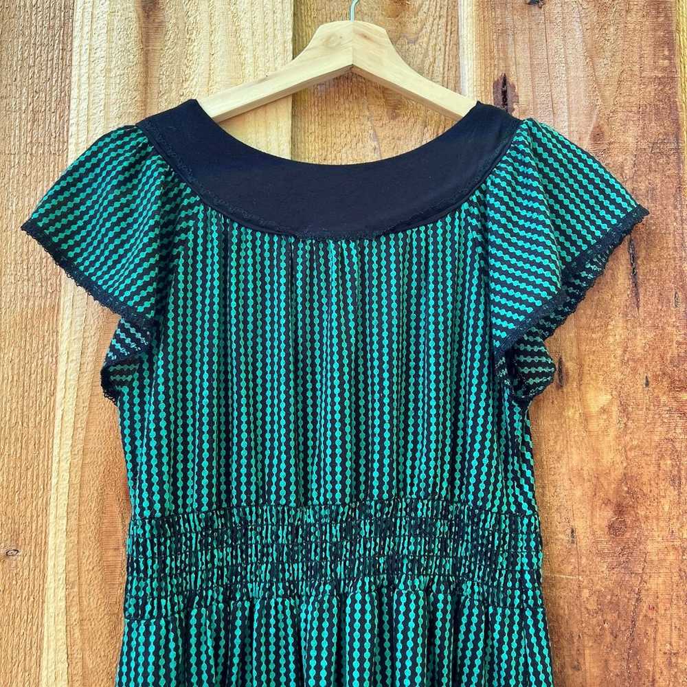 Vintage Green and Black Polka Dot Short-sleeve Dr… - image 7