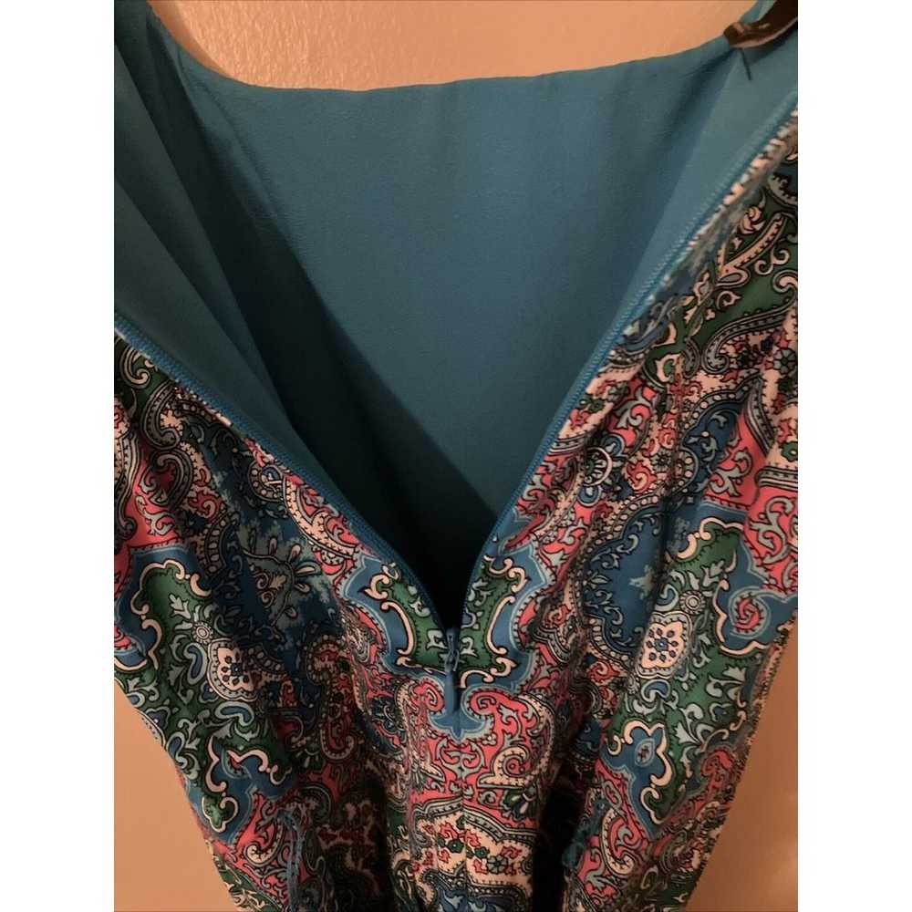 Talbots Turquoise Floral Size 6 Women Dress 98%Co… - image 10