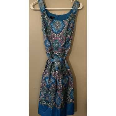 Talbots Turquoise Floral Size 6 Women Dress 98%Co… - image 1