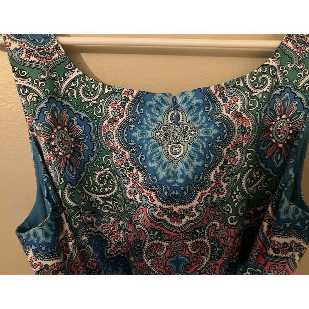 Talbots Turquoise Floral Size 6 Women Dress 98%Co… - image 7