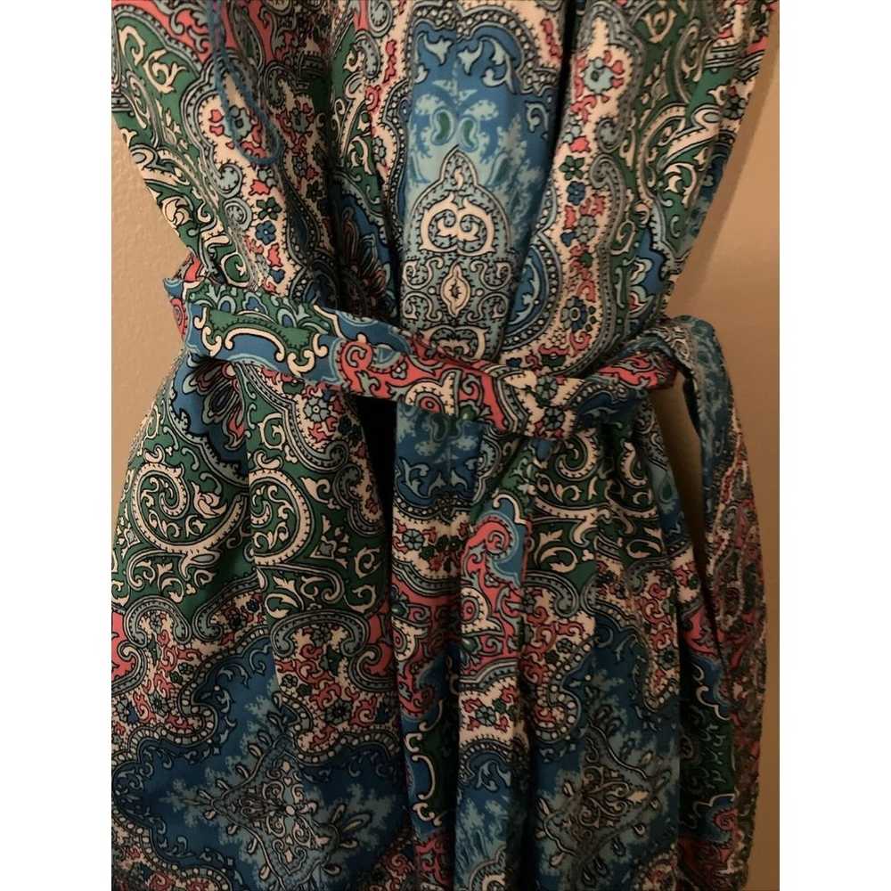 Talbots Turquoise Floral Size 6 Women Dress 98%Co… - image 8