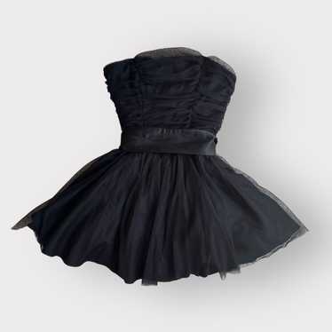 Forever 21 Black Tulle Ruched Strapless Bow Dress