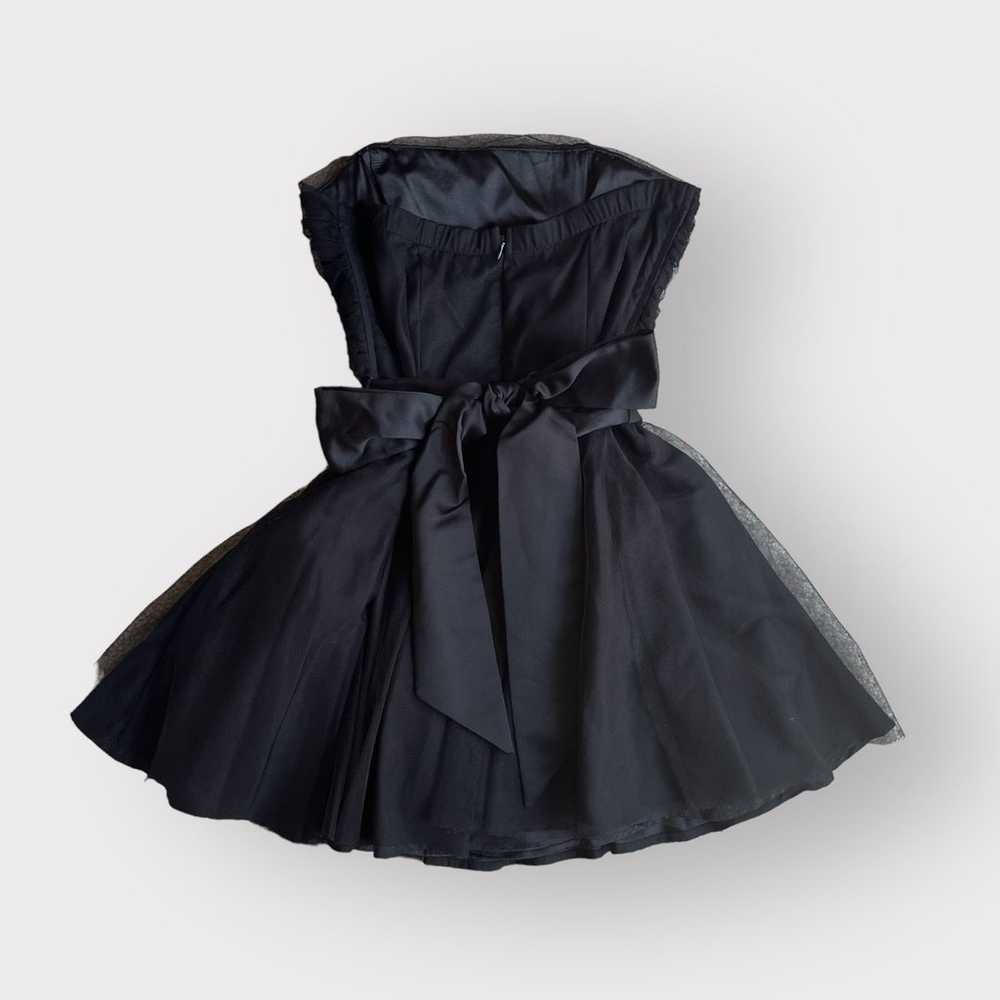 Forever 21 Black Tulle Ruched Strapless Bow Dress - image 2