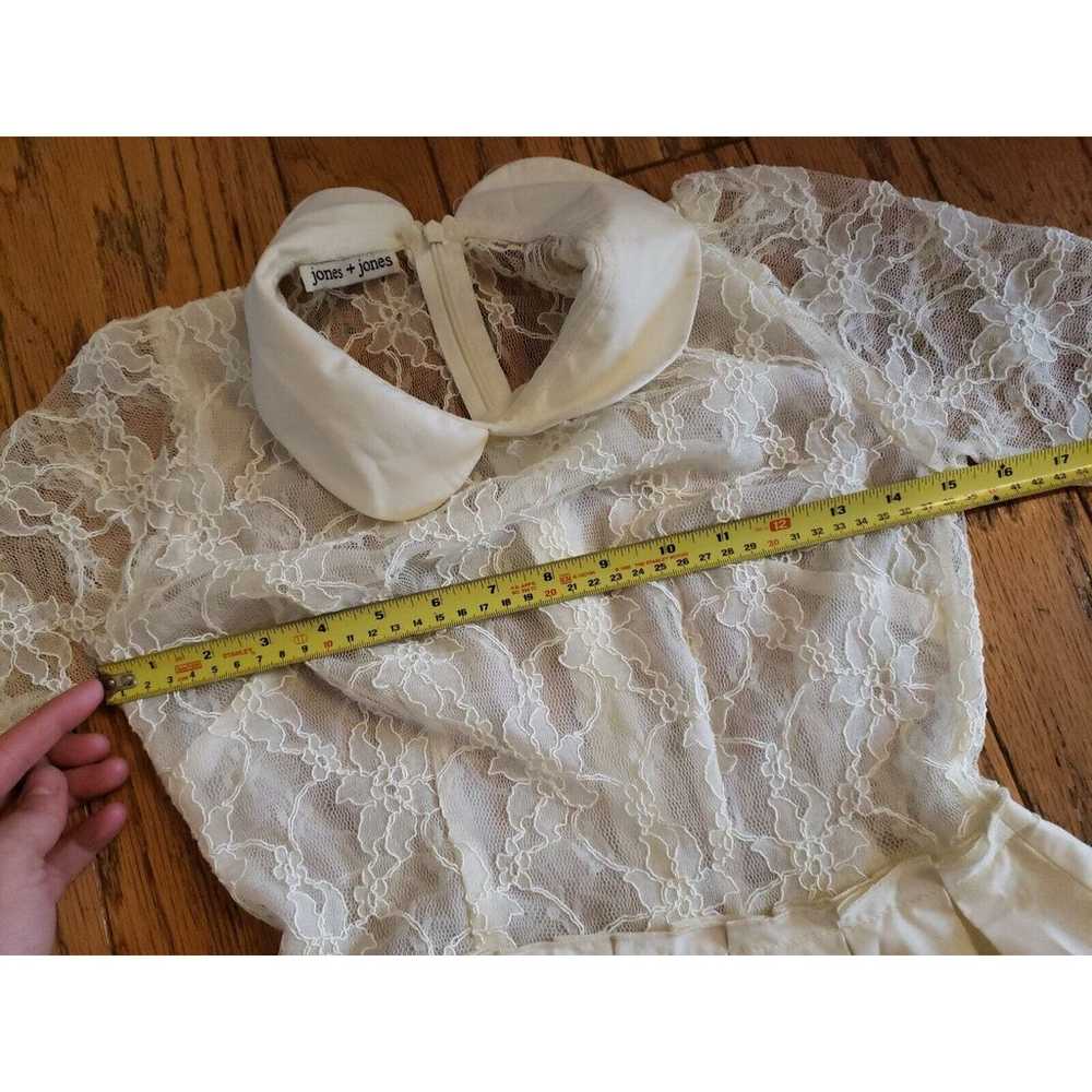 Vintage Jones + Jones Cream Lace Tulle Dress Mesh… - image 11