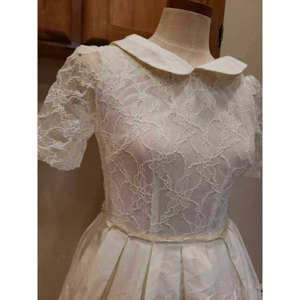 Vintage Jones + Jones Cream Lace Tulle Dress Mesh… - image 2