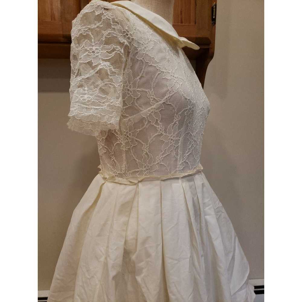 Vintage Jones + Jones Cream Lace Tulle Dress Mesh… - image 7