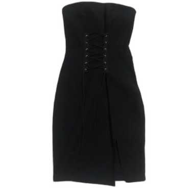 Forever 21 black dress bodycon lace-up corset dres