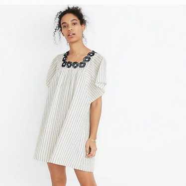 Madewell Embroidered Butterfly Dress In Stripes