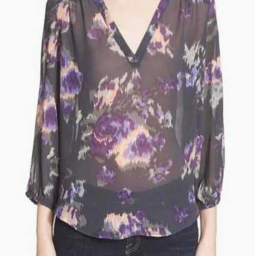 JOIE ‘Axcel' Floral Print Silk Blouse in Black-Siz