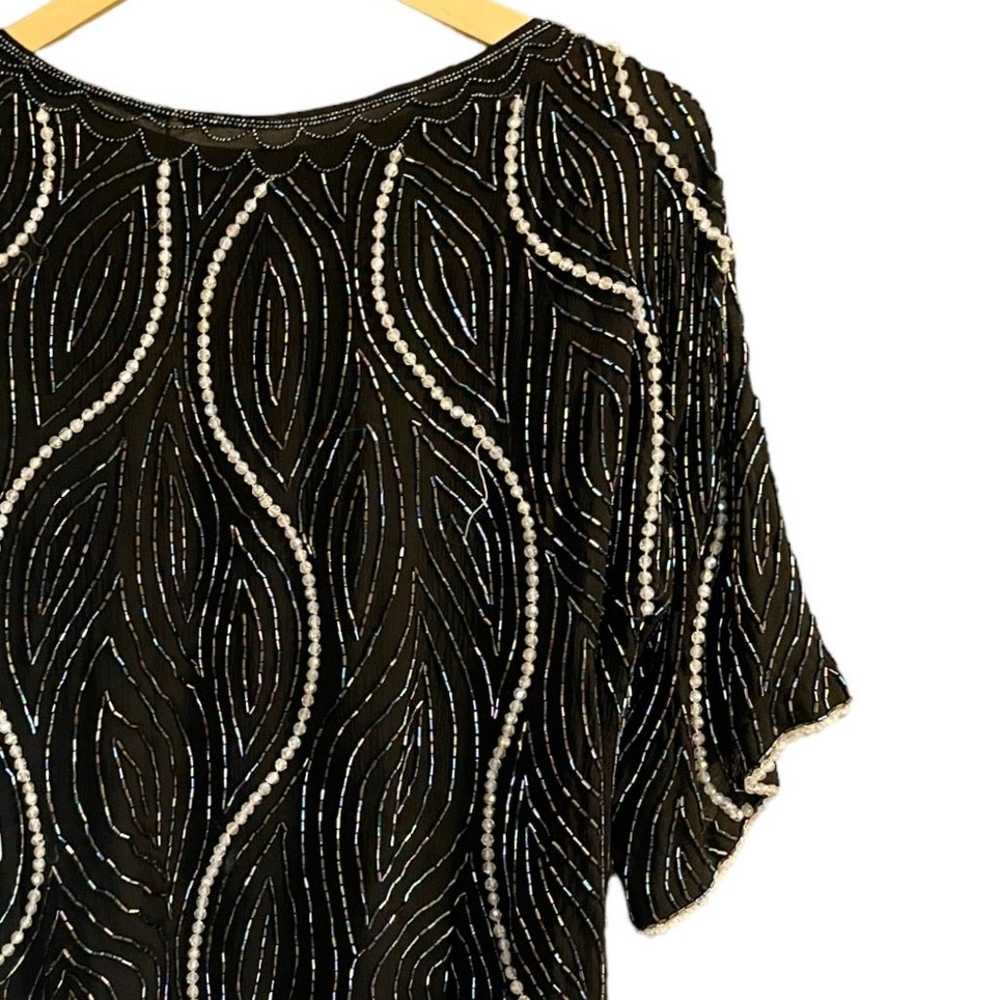 Designer Silk Top Embellished Beaded Short Sleeve… - image 7