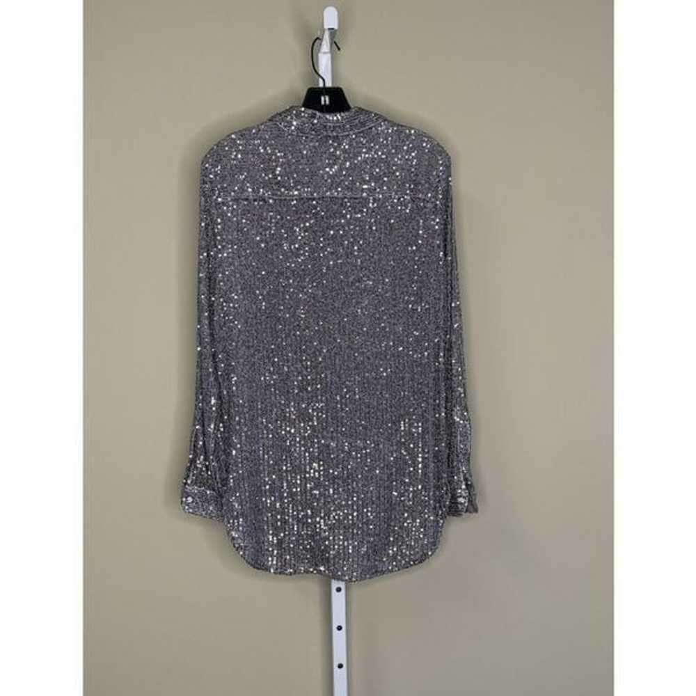 Calvin Klein Metallic Sequin Blouse in Silver Siz… - image 4