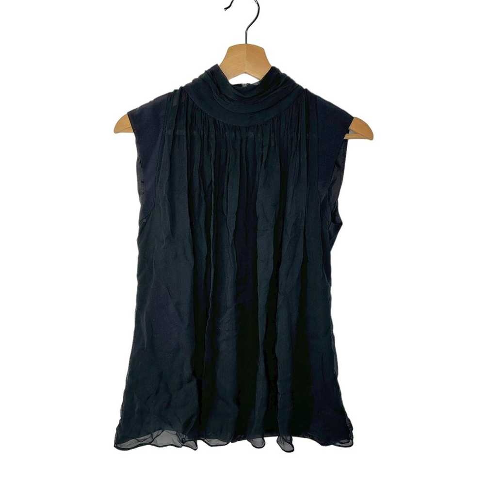 Just Drew NYC Black Sheer Top Sleeveless Pleated 4 - image 1