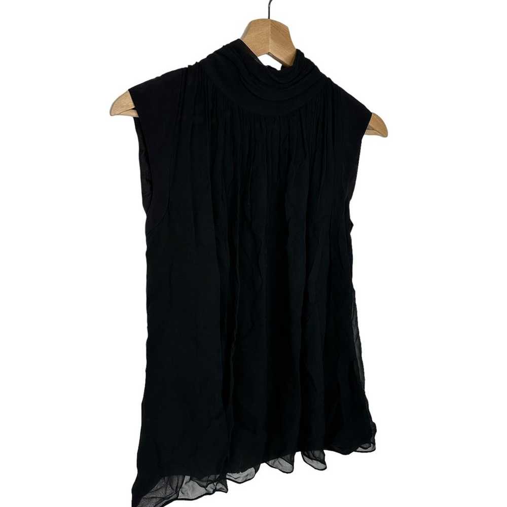 Just Drew NYC Black Sheer Top Sleeveless Pleated 4 - image 2