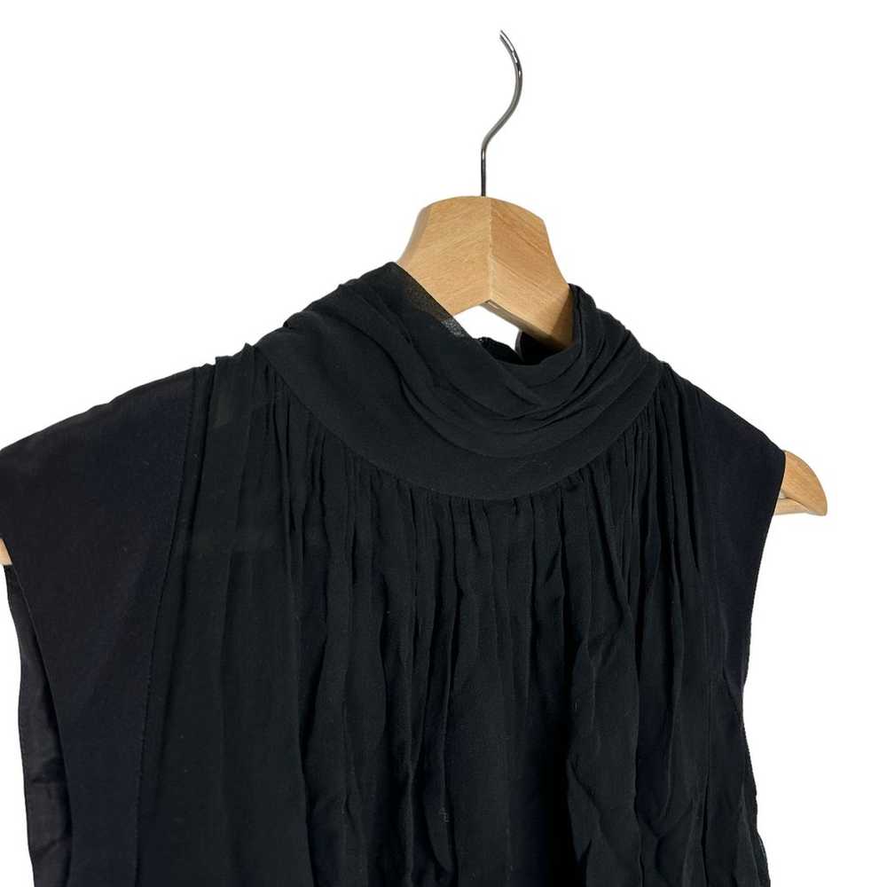 Just Drew NYC Black Sheer Top Sleeveless Pleated 4 - image 3