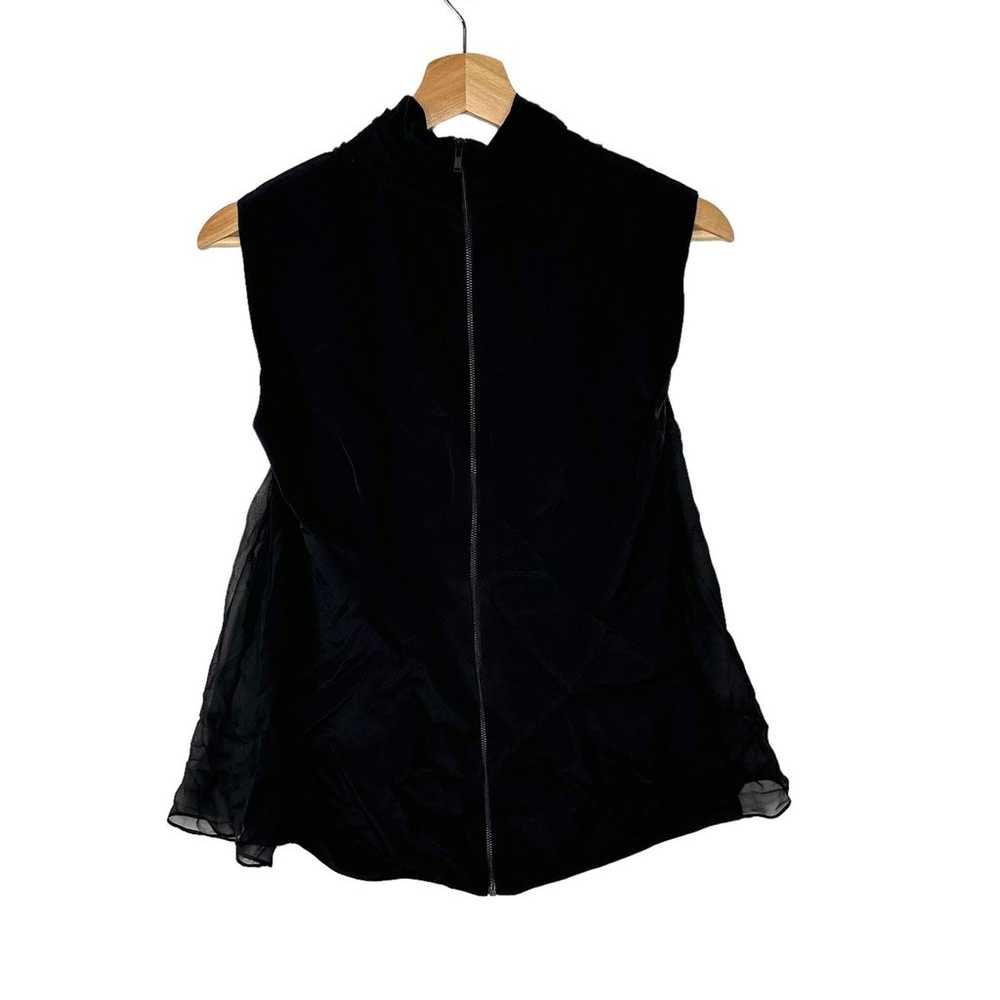 Just Drew NYC Black Sheer Top Sleeveless Pleated 4 - image 4