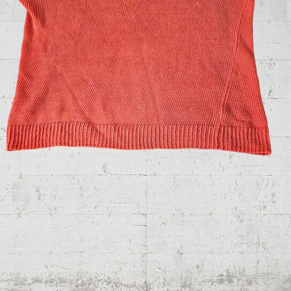 Theory Coral Linen Open Knit Short Sleeve Boat Ne… - image 4