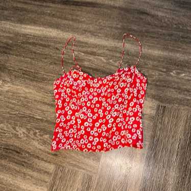 Reformation NWOT Malta Red & White Floral Tank To… - image 1